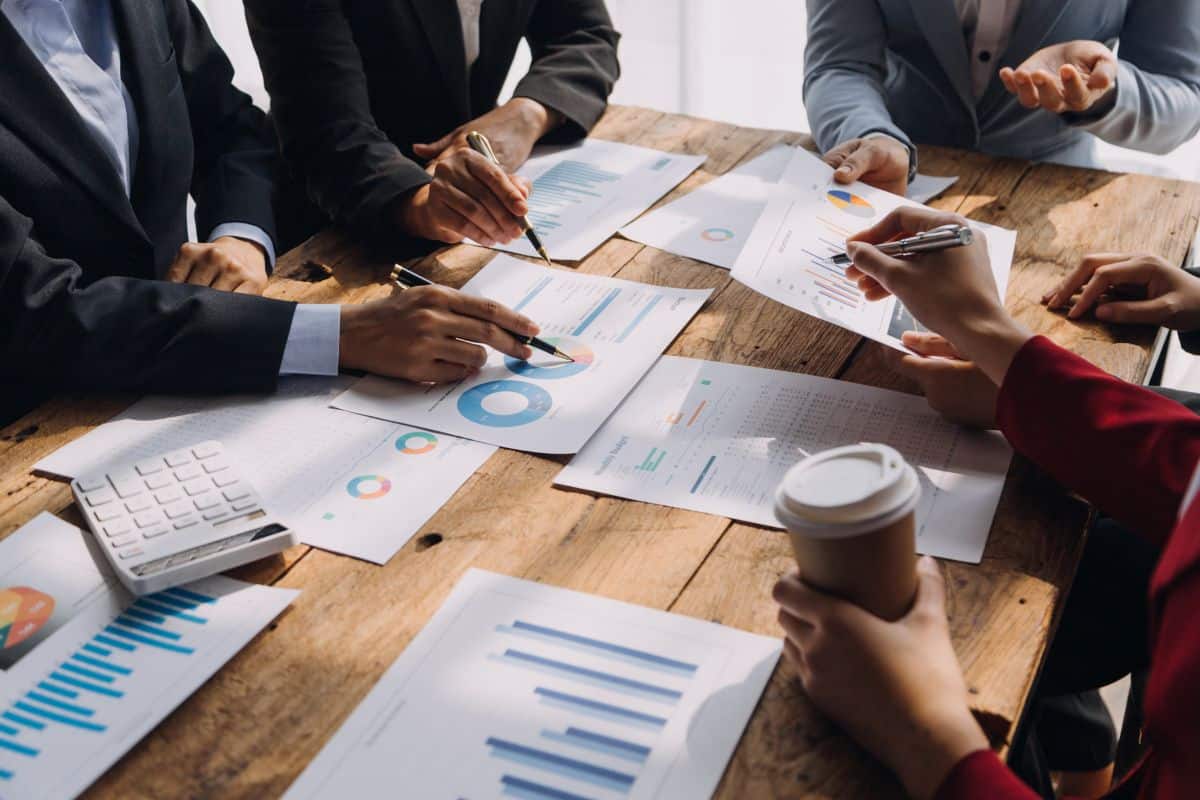 Collaboration and successful partnership by business people in an office