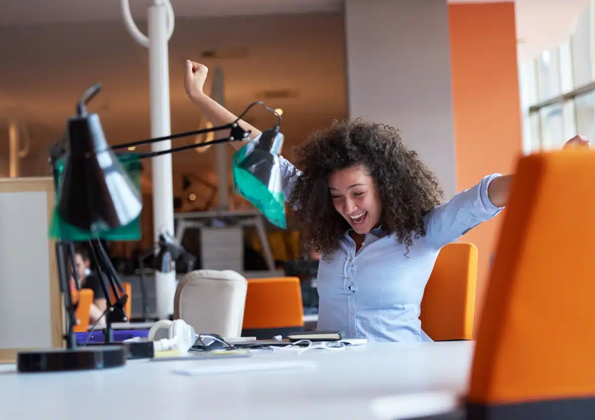 woman with happy look on her face