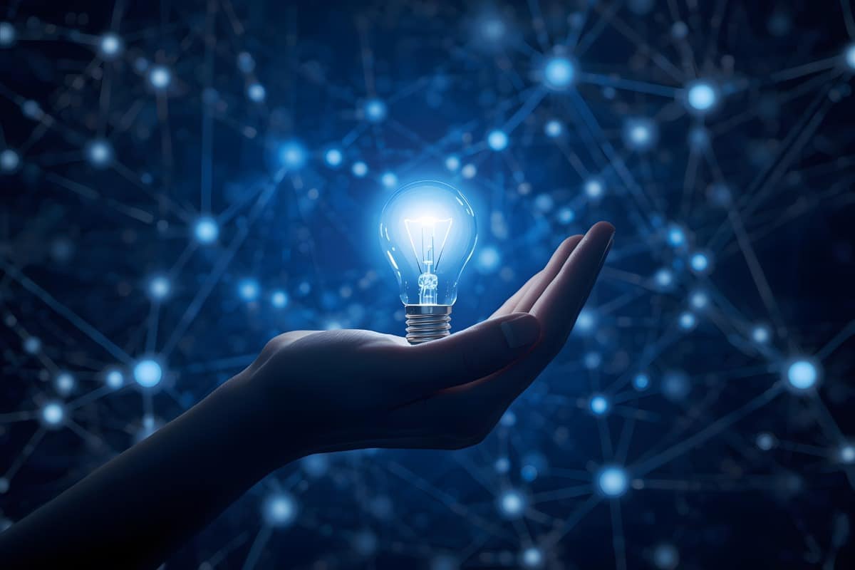 Creative Innovation with Glowing Light Bulb