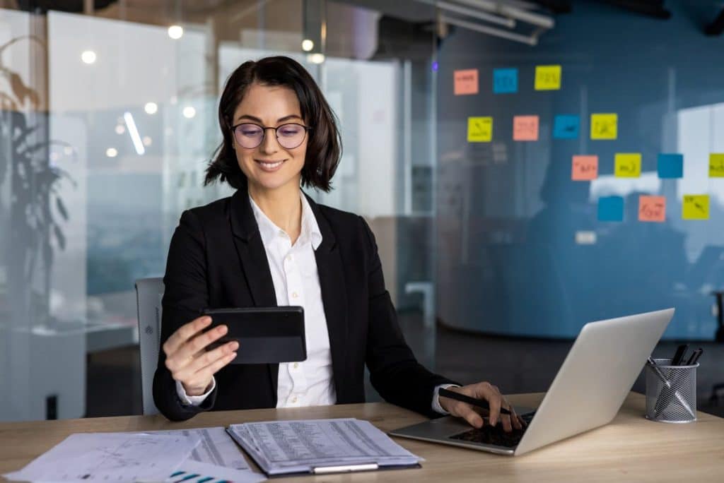 Confident businesswoman in modern office
